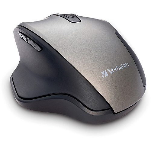 Verbatim Silent Ergonomic Wireless Blue LED Mouse - Graphite Blue LED/Optical - Wireless - Radio Frequency - 2.40 GHz - Graphite - USB - 1600 dpi - 6 Button(s) - 1 Each (70242)