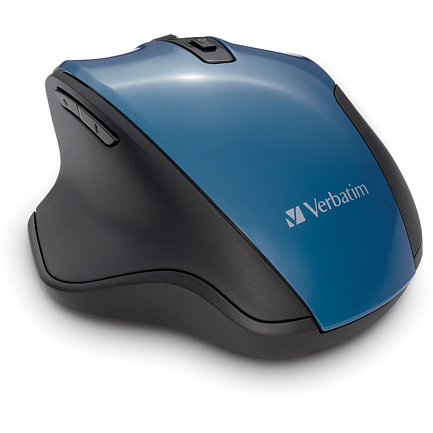 Verbatim Silent Ergonomic Wireless Blue LED Mouse - Dark Teal Blue LED/Optical - Wireless - Radio Frequency - 2.40 GHz - Dark Teal - USB - 1600 dpi - 6 Button(s) - 1 Each (70244)