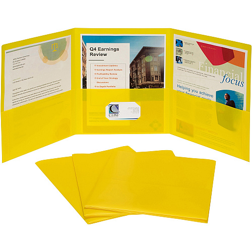 C-Line Letter Pocket Folder 8 1/2" x 11" - 3 Internal Pocket(s) - Yellow - 24 / Box (33946)