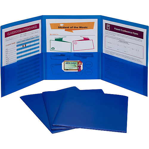 C-Line Letter Pocket Folder 8 1/2" x 11" - 3 Internal Pocket(s) - Blue - 24 / Box (33945)