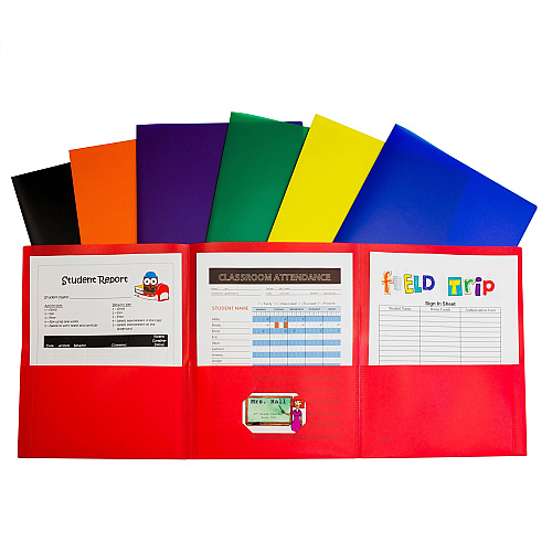 C-Line Letter Pocket Folder 8 1/2" x 11" - 3 Internal Pocket(s) - Black, Blue, Green, Orange, Red, Purple, Yellow - 24 / Box (33940)