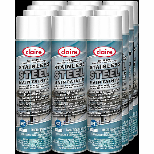 Claire Water-Base Stainless Steel Maintainer 20 fl oz (0.6 quart) - Lemon ScentCan - Water Based, Non-greasy, Oil-free, Easy to Use, Non-flammable - Milky White (CL844)