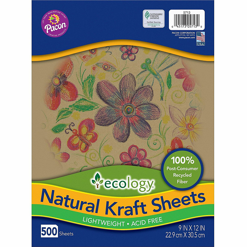 Creativity Street Natural Kraft Sheets Drawing, Project, Art, Craft Project, Decoration - 500 Piece(s) - 2.10" Height x 9" Width x 12" Length - Natural - Kraft - 500 / Ream (5713)