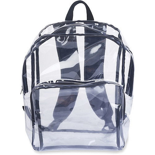 Tatco Carrying Case (Backpack) Notebook - Clear, Black Vinyl Body - Shoulder Strap - 17.5" Height x 14.3" Width x 5.5" Depth - 1 Each (63225)