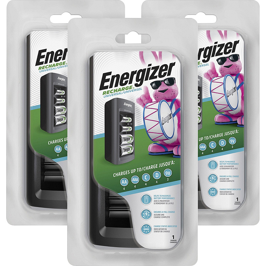 Energizer Recharge Universal Chargers 6 Hour Charging - AA, AAA, C, D, 9V - 3 / Carton (CHFCCT)