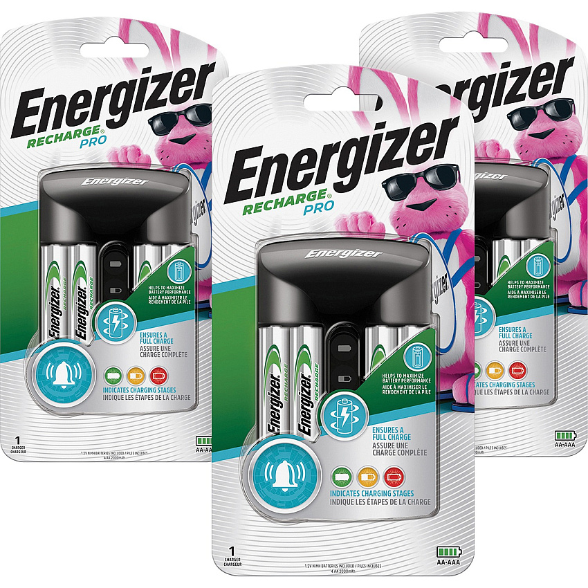 Energizer Recharge Pro AA/AAA Battery Charger 3 Hour Charging - 4 - AA, AAA - 3 / Carton (CHPROWB4CT)