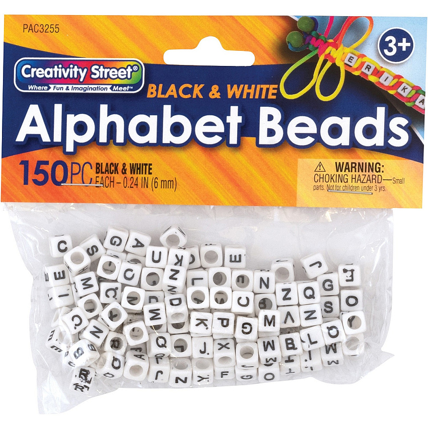 Pacon&reg; Alphabet Beads Skill Learning: Alphabet - White, Black (3255)
