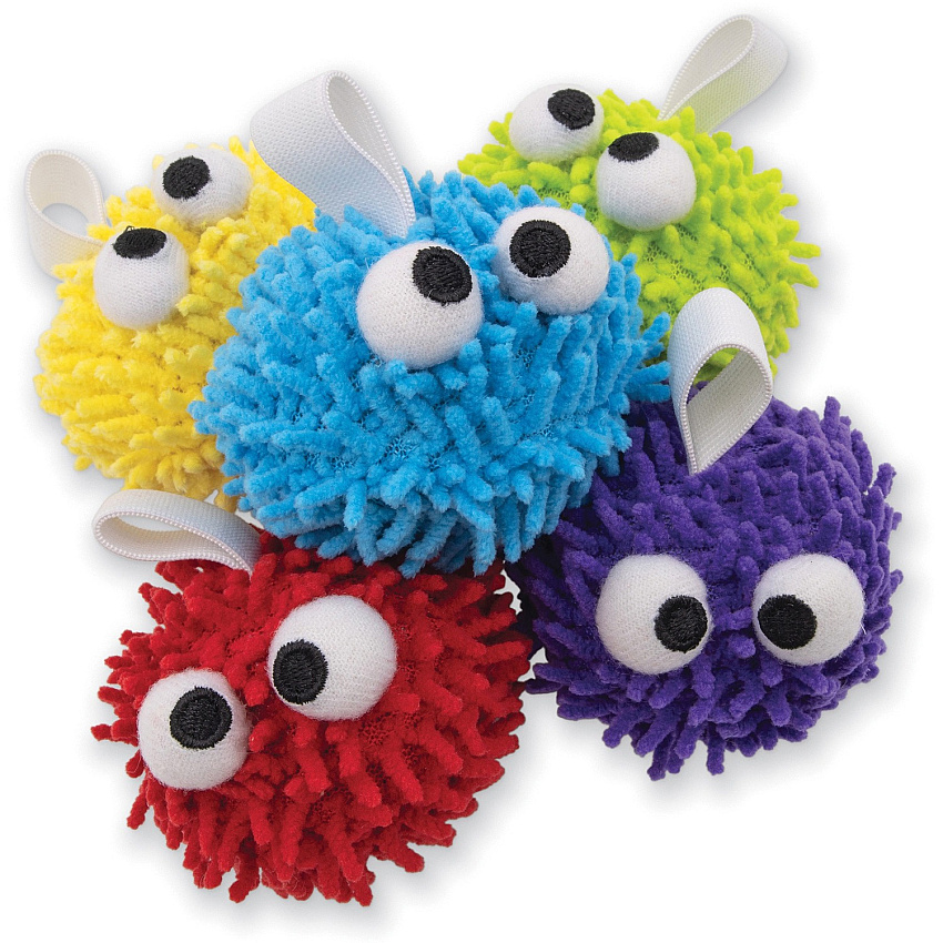 Pacon Whiteboard Eraser Puffs Washable, Easy to Clean - Red, Yellow, Purple, Green, Blue - MicroFiber - 25 / Pack (AC9003)