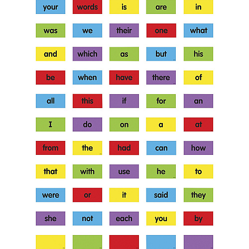 Teacher Created Resources Cling Thingies Sight Words 50 x Word Shape - Write on/Wipe off, Removable, Residue-free - 1.25" Height x 2.63" Width x 11.10" Length - Multicolor - 56 / Pack (77877)