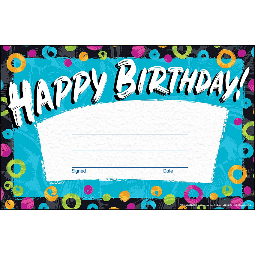 Trend Harmony Birthday Recognition Awards "Happy Birthday" - 8.5" Width - Multicolor - 30 / Pack (81090)