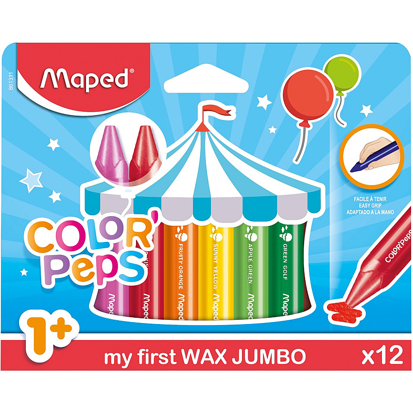 Helix Color Peps My First Wax Jumbo Crayons Assorted - 12 / Pack (861311)