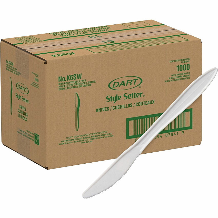 Solo Disposable Cutlery Knife - 1 x Knife - Disposable - White - 1000 / Carton (K6SW)