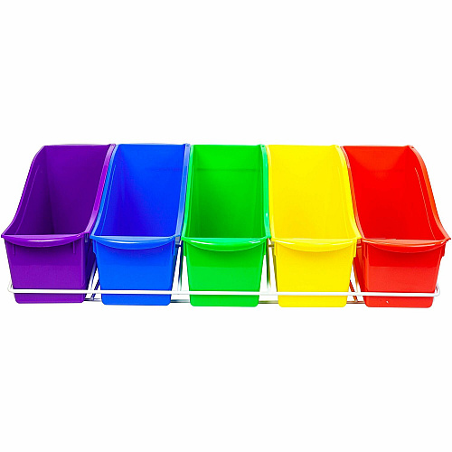 Storex Large Book Bins Metal Shelf Rack 5 Compartment(s) - 7.25" Height x 14.30" Width x 25.69" Length - Metal, Steel - 1 / Carton (71125U01C)