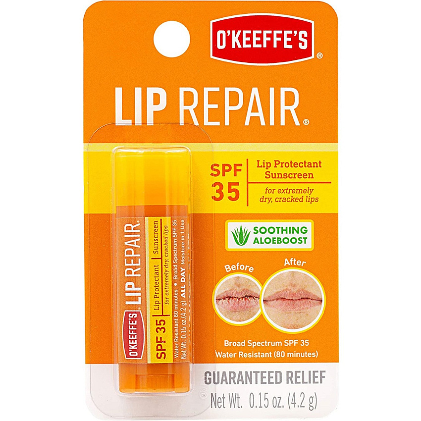 O'Keeffe's SPF 35 Lip Balm Cream - 0.15 fl oz - For Dry Skin - SPF 35 - Applicable on Lip - Cracked/Scaly Skin, Sunburn - Moisturising, Water Resistant - 1 Each (K0900002)