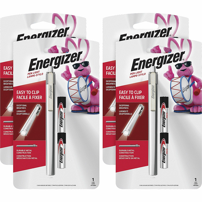 Energizer LED Pen Light LED - Bulb - 1 W - 6 lm Lumen - AAA - Battery - Stainless Steel - Drop Resistant - Silver - 4 / Carton (PLED23AEHCT)