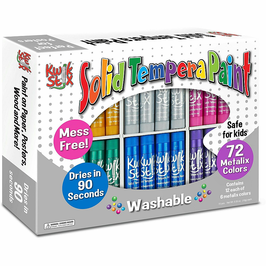 The Pencil Grip Kwik Stix Metalik Solid Tempera Paint Assorted Metallic - 72 / Box (629)