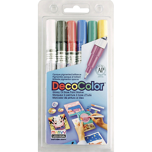 Uchida DecoColor Opaque Paint Markers Extra Fine Marker Point - Multi Oil Based, Pigment-based Ink - 6 / Set (12346A)
