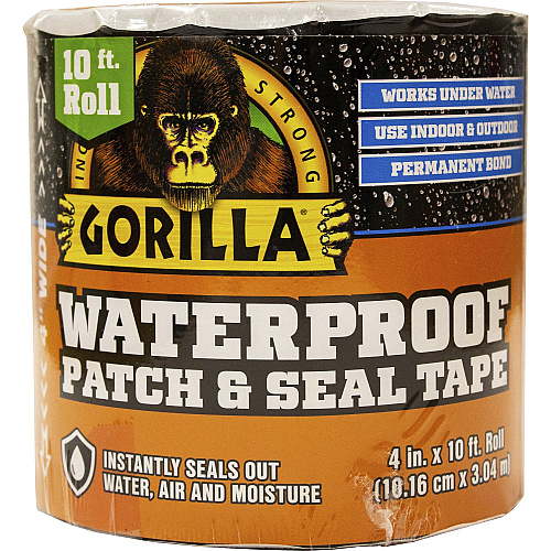 Gorilla Glue Gorilla Waterproof Patch & Seal Tape 10 ft Length x 4" Width - Black - 1 Each (4612502)