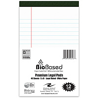 Roaring Spring USDA Certified Bio-Preferred Junior Size Legal Pads 40 Sheets - 80 Pages - Printed - Stapled/Tapebound - Both Side Ruling Surface - Double Line Red Margin - 20 lb Basis Weight - 75 g/m² Grammage - 8" x 5" Sheet Size - 3" Height (24316)