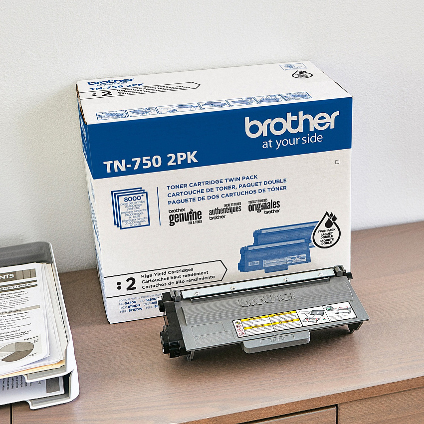 Brother TN-750 Original High Yield Laser Toner Cartridge - Twin-pack - Black - 1 Box (TN7502PK)