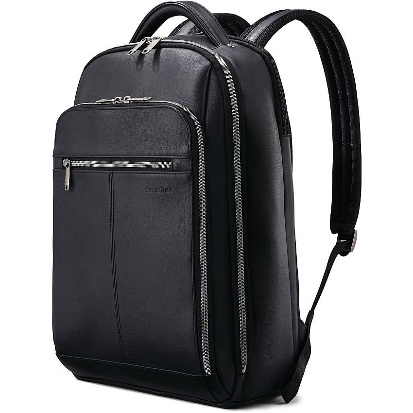 Samsonite Carrying Case (Backpack) for 15.6" Notebook - Black Damage Resistant, Scuff Resistant, Scratch Resistant - Leather Body - Shoulder Strap - 18" Height x 5.5" Width - 1 Each (1260371041)