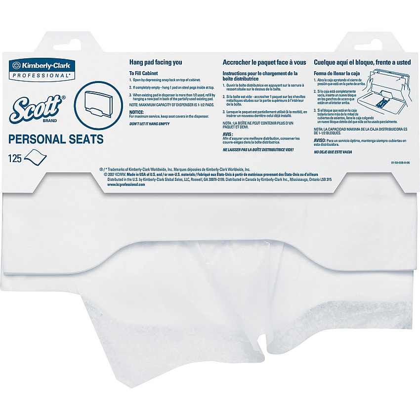 Scott Toilet Seat Covers 15" Width x 17" Length - For Toilet - White - 125 / Pack (07410)