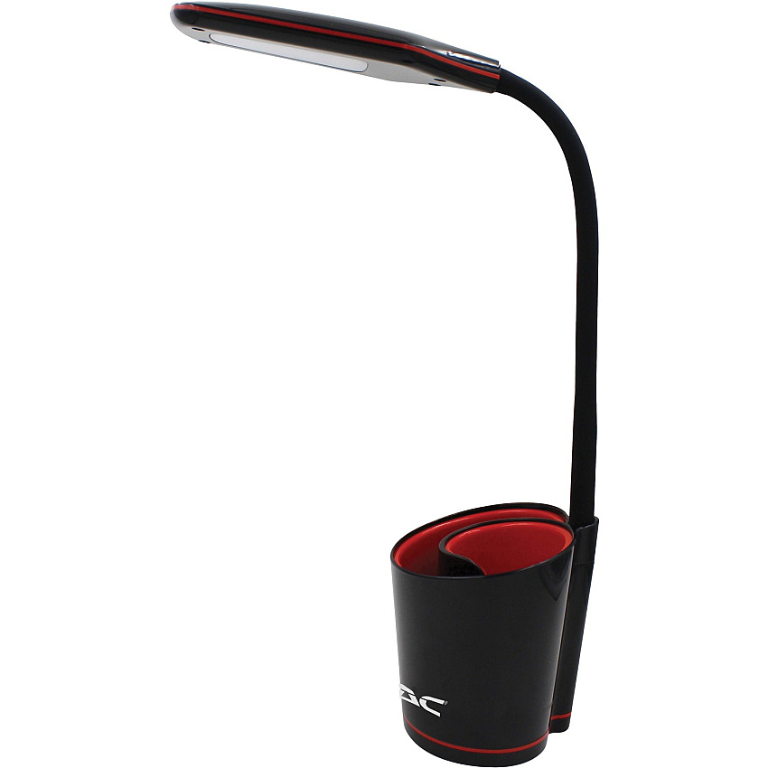 Data Accessories Company Desk Lamp 16" Height - 5.50 W LED Bulb - Desk Mountable - Black, Red - for Office, Home, Dorm (02353)