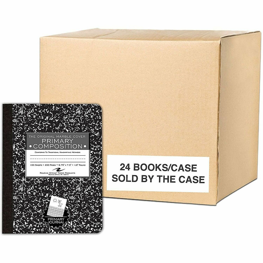 Roaring Spring Marble Comp Picture Story Notebook 100 Sheets - 200 Pages - Printed - Sewn/Tapebound - Both Side Ruling Surface - 0.50" Ruled - 15 lb Basis Weight - 56 g/m² Grammage - 9 3/4" x 7 1/2" Sheet Size - 0.50" Height x 7.5" Width x  (97228CS)