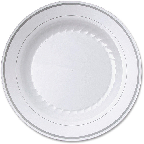 Masterpiece 9" Heavyweight Plates Picnic, Party - Disposable - 9" Diameter - White - Plastic Body - 10/Pack - 12 / Carton (RSMP91210WCT)