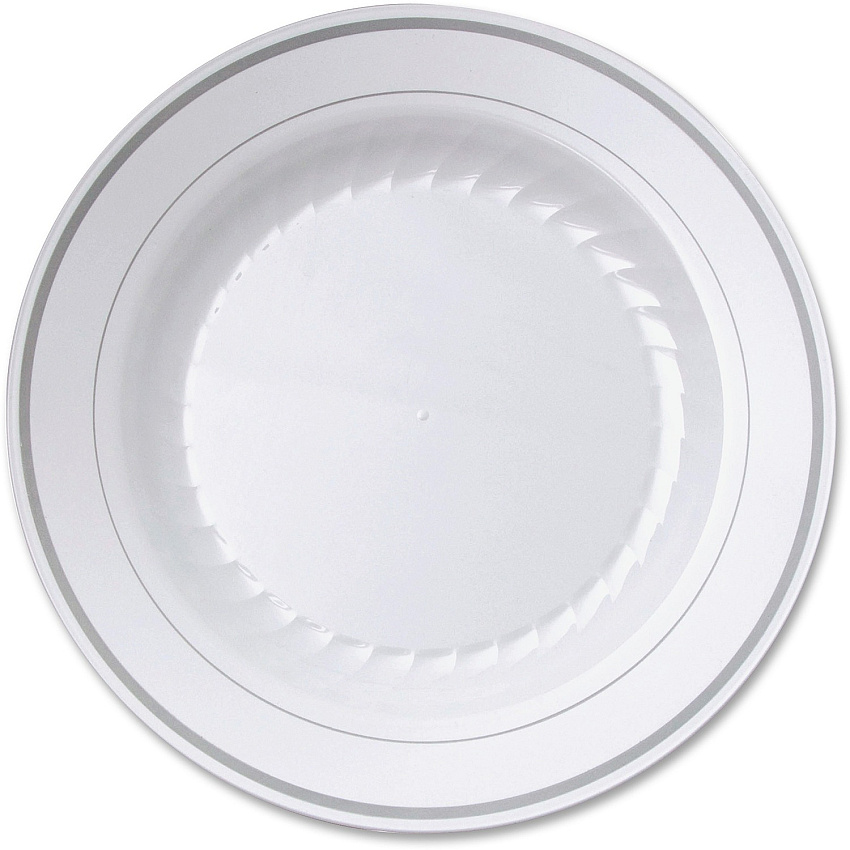 Masterpiece 9" Heavyweight Plates Picnic, Party - Disposable - 9" Diameter - White - Plastic Body - 10/Pack - 12 / Carton (RSMP91210WCT)