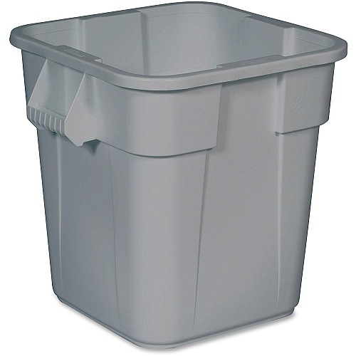 Rubbermaid Commercial Square Brute Container 28 gal Capacity - Square - Sturdy, Handle, Easy to Clean, Rounded Corner - 22.5" Height x 22.5" Width x 21.5" Depth - Plastic - Gray - 6 / Carton (352600GYCT)