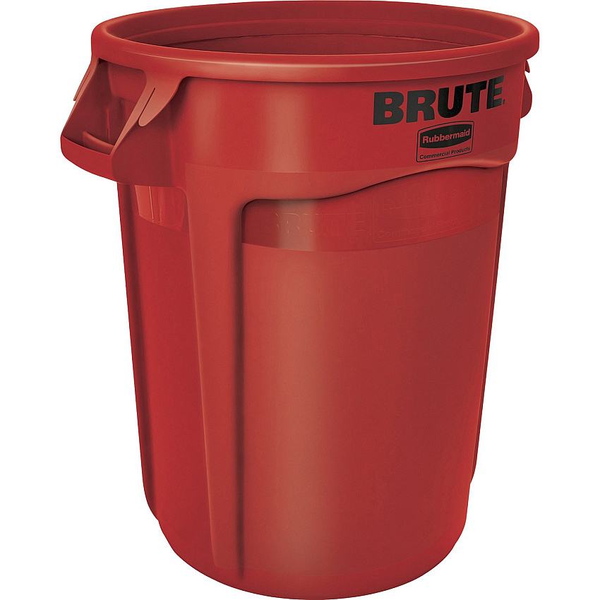 Rubbermaid Commercial Brute 32-Gallon Vented Containers 32 gal Capacity - Round - Warp Resistant, UV Coated, Reinforced, Damage Resistant, Heavy Duty, Handle, Tear Resistant, Reinforced - 21.9" Diameter - Plastic - Red - 6 / Carton (263200RDCT)