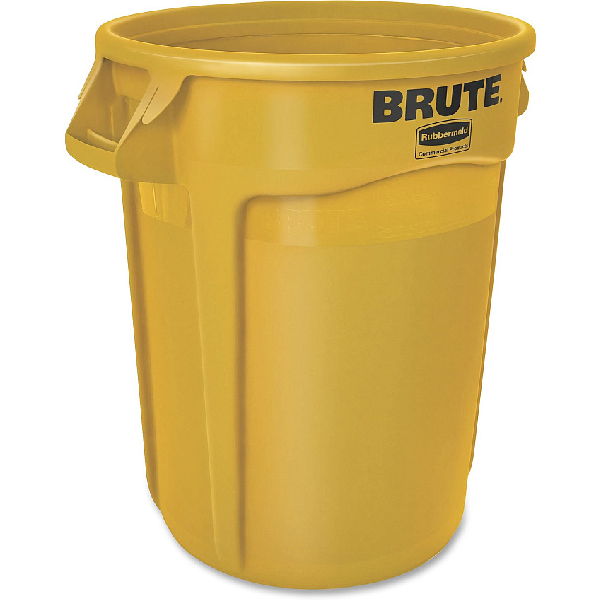 Rubbermaid Commercial Brute 32-Gallon Vented Containers 32 gal Capacity - Round - Reinforced, Heavy Duty, Handle, Tear Resistant, Reinforced - 27.3" Height x 21.9" Diameter - Plastic - Yellow - 6 / Carton (263200YELCT)