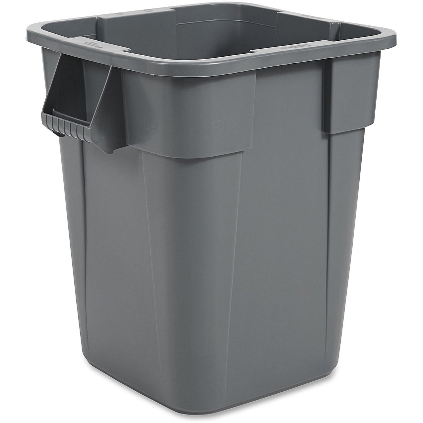 Rubbermaid Commercial Brute Square Container 40 gal Capacity - Square - Rounded Corner, Handle, Smooth, Easy to Clean - 28.8" Height x 27" Width x 23.3" Depth - Gray - 4 / Carton (353600GYCT)