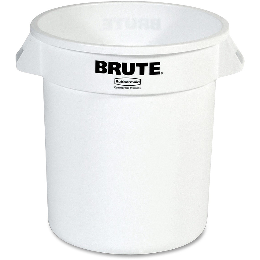 Rubbermaid Commercial Brute 10-Gallon Vented Containers 10 gal Capacity - Round - Tear Resistant, UV Coated, Damage Resistant, Handle, Reinforced, Warp Resistant, Crack Resistant - 17.3" Height x 15.6" Diameter - Plastic - White - 6 / Carton (261000WHCT)