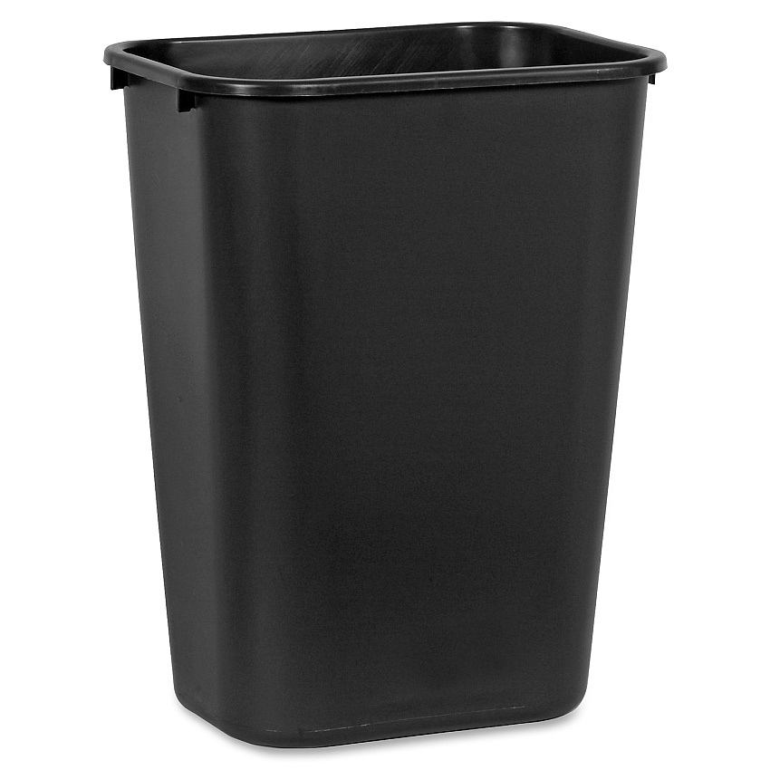 Rubbermaid Commercial 41 QT Large Deskside Wastebaskets 10.25 gal Capacity - Rectangular - Dent Resistant, Durable, Rust Resistant, Easy to Clean - 20" Height x 11.3" Width x 15.3" Depth - Plastic - Black - 12 / Carton (295700BKCT)