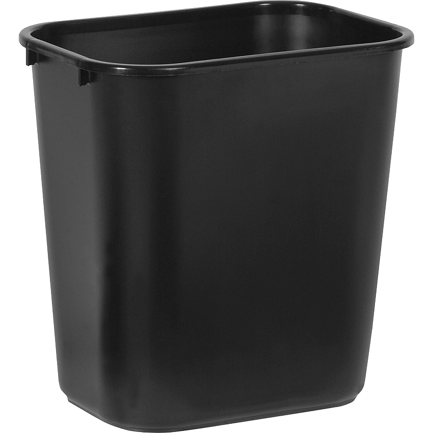 Rubbermaid Commercial 28 QT Medium Deskside Wastebaskets 7 gal Capacity - Rectangular - Dent Resistant, Durable, Rust Resistant, Easy to Clean - 15" Height x 10.5" Width x 14.5" Depth - Plastic - Black - 12 / Carton (295600BKCT)