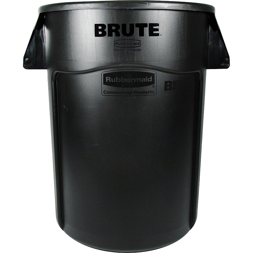 Rubbermaid Commercial Brute 44-Gallon Vented Utility Containers 44 gal Capacity - Round - Handle, Heavy Duty, Reinforced, UV Coated, Damage Resistant, Warp Resistant - 31.5" Height x 24" Diameter - Plastic - Black - 4 / Carton (264360BKCT)