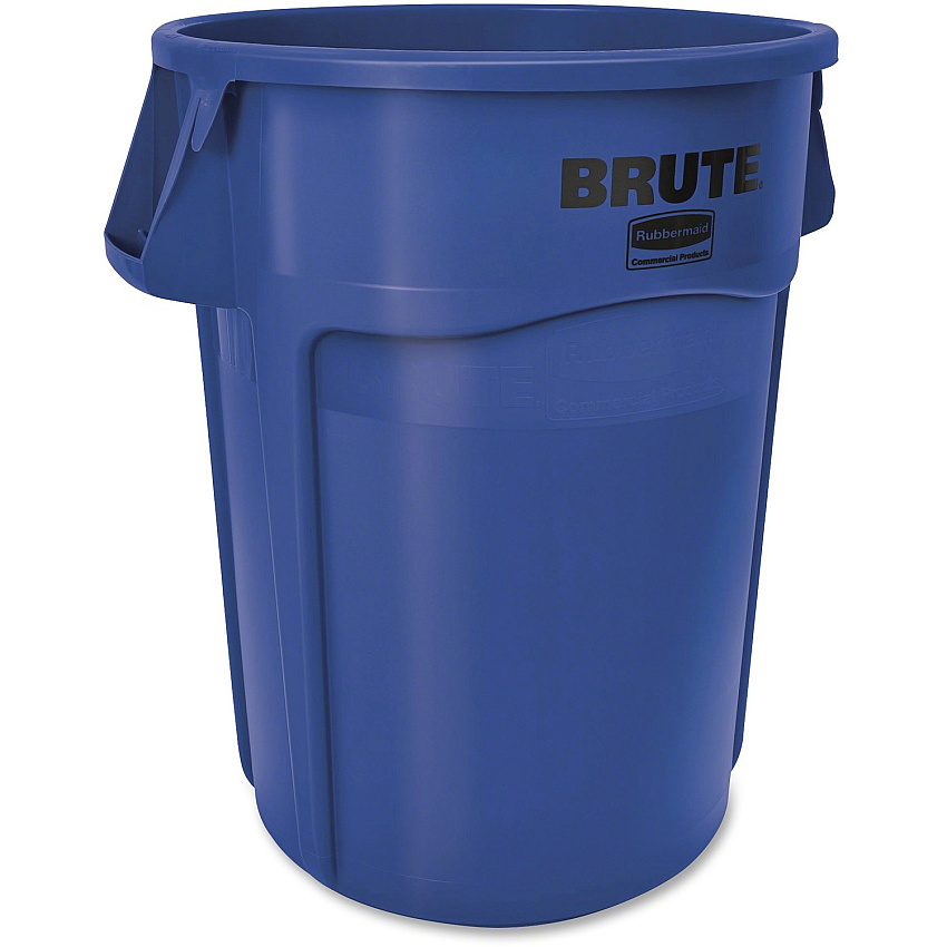 Rubbermaid Commercial Brute 44-Gallon Vented Utility Containers 44 gal Capacity - Round - Handle, Reinforced, UV Coated, Water Resistant, Heavy Duty, Tear Resistant, Vented, Reinforced - 31.5" Height x 24" Diameter - Plastic - Blue - 4 / Cart (264360BECT)