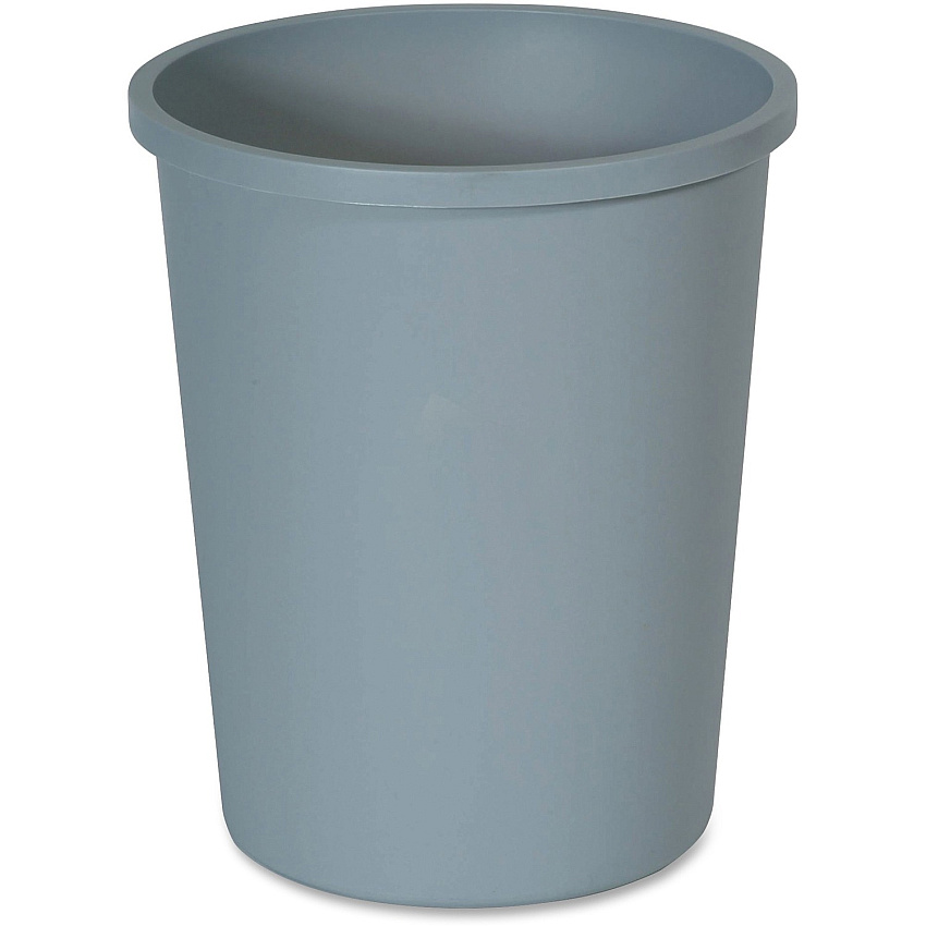 Rubbermaid Commercial Untouchable 11-Gallon Waste Containers 11 gal Capacity - Round - Crack Resistant, Durable - 18.8" Height x 15.8" Diameter - Plastic - Gray - 6 / Carton (2947GRACT)