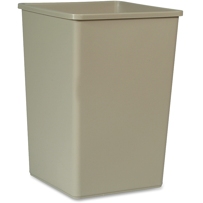 Rubbermaid Commercial Untouchable Square Container 35 gal Capacity - Square - Durable, Crack Resistant, Rugged, Compact - Plastic - Beige - 4 / Carton (395800BGCT)
