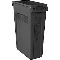 Rubbermaid Commercial Slim Jim 23-Gallon Vented Waste Containers 23 gal Capacity - Rectangular - Durable, Handle - 30" Height x 11" Width x 22" Depth - Black - 4 / Carton (354060BKCT)