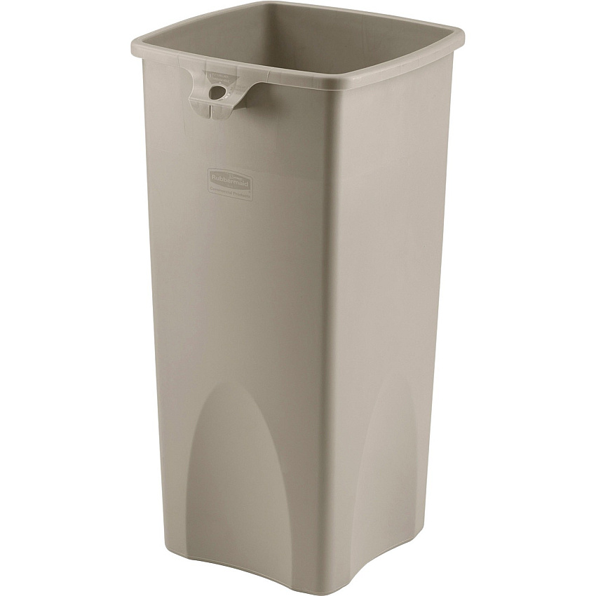Rubbermaid Commercial Untouchable Square Container 23 gal Capacity - Square - Durable, Crack Resistant - 32.9" Height x 16.5" Width x 15.5" Depth - Plastic - Beige - 3 / Carton (356988BGCT)