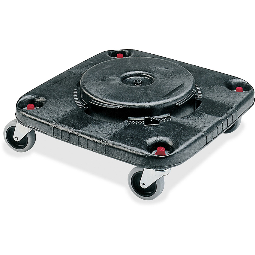 Rubbermaid Commercial Brute Square Container Dolly 300 lb Capacity - Plastic - 17.25" Width x 6.25" Height - Black - 2 / Carton (353000BKCT)