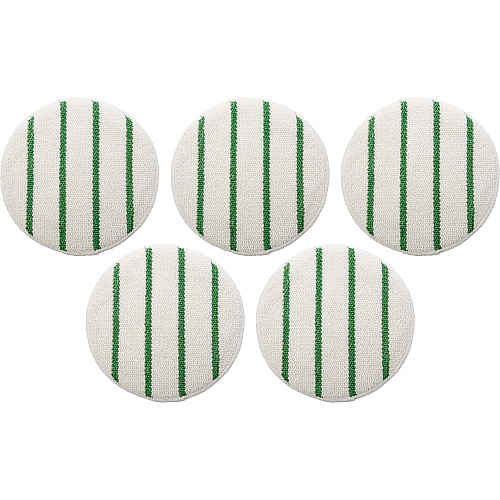 Rubbermaid Commercial Green Stripe Carpet Bonnet 175 rpm to 300 rpm Speed Supported - Scrub Strip - White, Green - 5 / Carton (P26900CT)