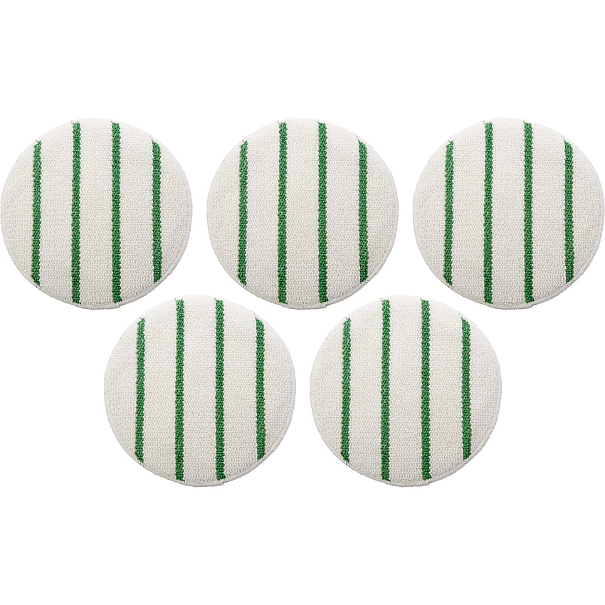 Rubbermaid Commercial Green Stripe Carpet Bonnet 175 rpm to 300 rpm Speed Supported - Scrub Strip - White, Green - 5 / Carton (P26900CT)