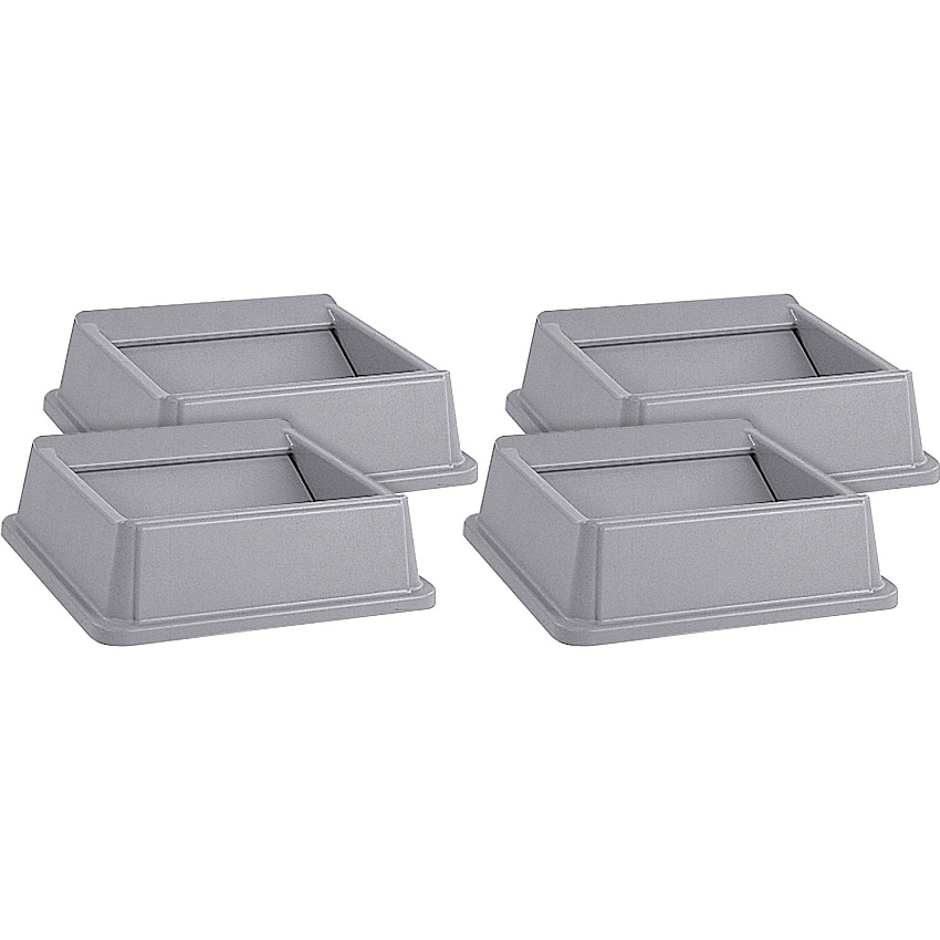 Rubbermaid Commercial Untouchable Square Swing Top Square - Gray - 4 / Carton (266400GYCT)