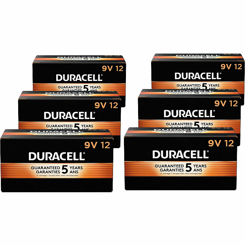 Duracell 9-Volt Coppertop Alkaline Batteries, 12-Packs For Multipurpose - 9V - 12/Box - 6 / Carton (01601CT)