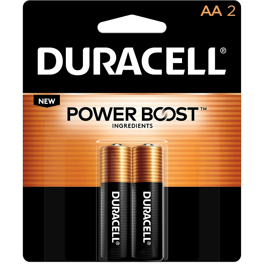 Duracell Coppertop Alkaline AA Battery 2-Packs For Multipurpose - AA - 1.5 V DC - 2/Pack - 56 / Carton (MN1500B2ZCT)