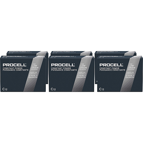 Duracell Procell Alkaline C Battery Boxes of 12 For Multipurpose - C - 7000 mAh - 1.5 V DC - 12/Box - 6 / Carton (PC1400CT)